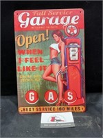 Metal Full Service Garage Pin Up Girl Sign