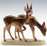 Porcelain Deer figurine 6.5" T x 7" L