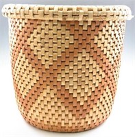 Hand woven thatched covered basket 17" T x 19"
