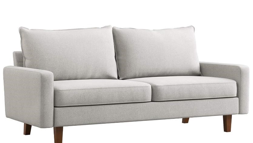 Couch with Solid Wood Frame and Linen Fabric Beige