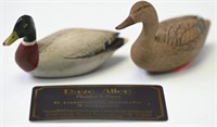 Pair of miniature carved Mallard decoys unsigned