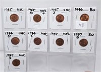 1945-P,D,S -1947-P,D,S BU Wheat Cents