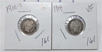 1902-S Dime G; 1914 Dime VF