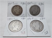 1895-S, ’96-O, ’01-S, ’04-S Half Dollars G/AG