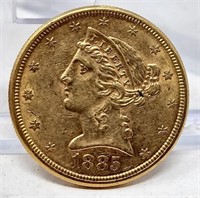 1885-S $5 Gold XF