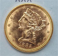 1882 $5 Gold BU