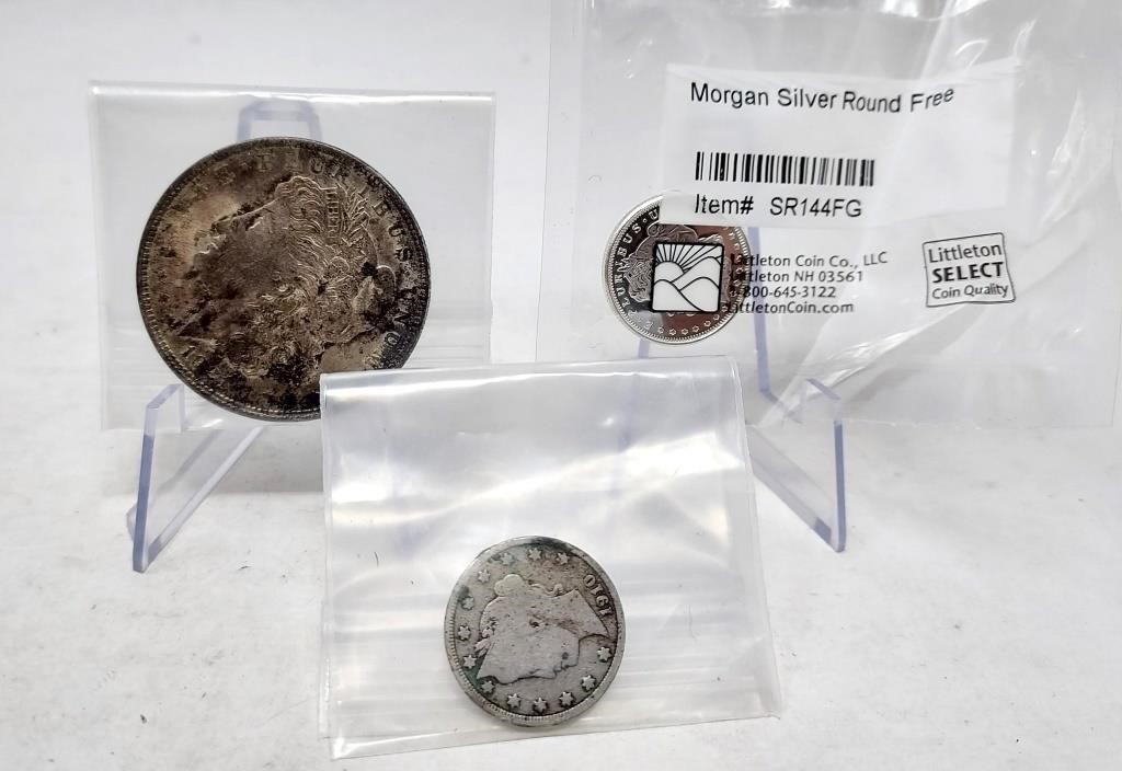 Quarter Ounce .999 Rounds; 1921 Morgan Dollar,