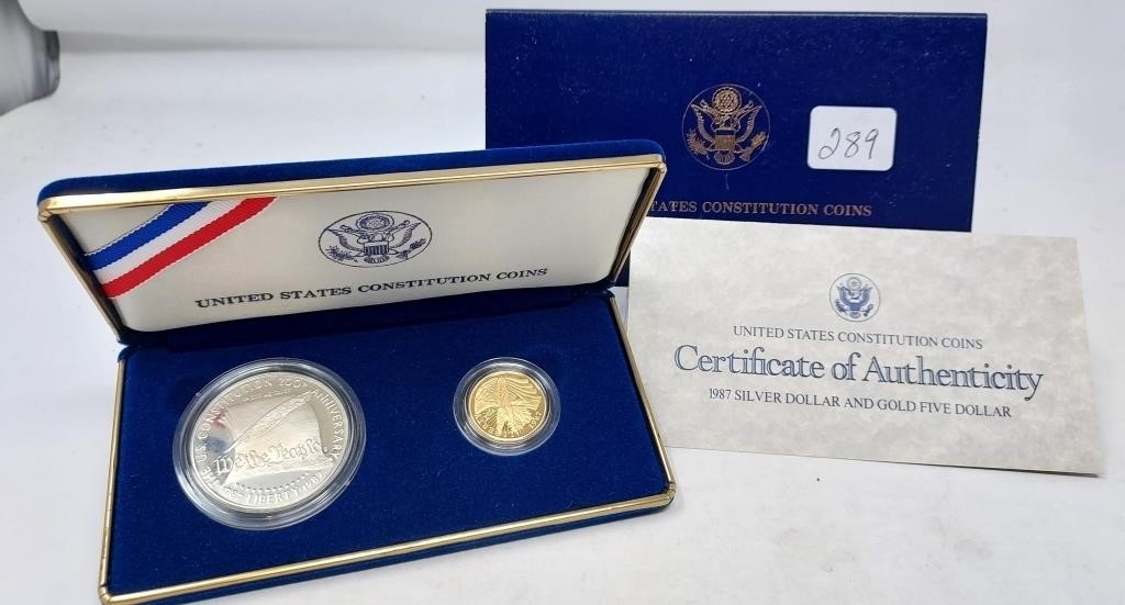 1987 Constitution $1, $5 Gold Proof