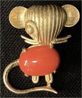 VTG. WEISS GOLD TONE & CORAL ‘’JELLY BELLY’’