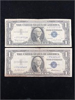 1935 F & 1957 B $1 Silver Certificate Star Notes