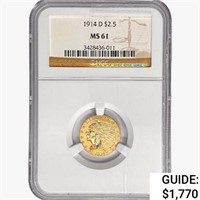 1914-D $2.50 Gold Quarter Eagle NGC MS61