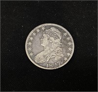 1827 CAPPED BUST SILVER HALF DOLLAR SQUARE BASE