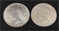 (2) 1923-S & 1923 SILVER PEACE DOLLARS