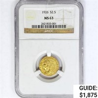 1926 $2.50 Gold Quarter Eagle NGC MS63