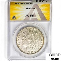 1892-O Morgan Silver Dollar ANACS AU55