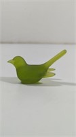 Vintage Green Satin Glass Bird Figurine