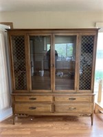 Wooden & Glass China Cabinet w/ 3 Shelves & 4