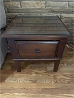 Side Table w/ Drawer & Glass Top Cover 2’3”x 2’3”