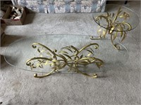 Gold w/ Glass Top Coffee Table 5”x 1’4” &