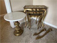 4 Side Tables, 1 Marble Top 1’ 4”x 1’4”x 1’6” &