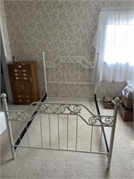 Full Size Bed White Metal Bed Frame, Mattresses