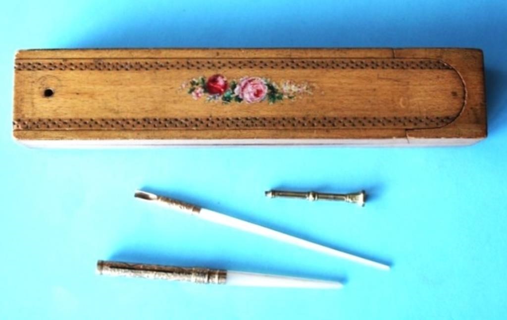 TWO DIP PENS plus PENCIL BOX