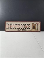 Restrooms Outhouse wood sign