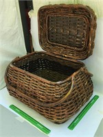 Large woven wood picnic basket