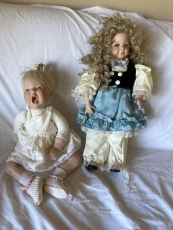 2 Porcelain Dolls, Drowsy Baby Doll by Donna
