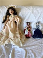 3 Porcelain Dolls, 2 Avon Itn'l Porcelain Doll
