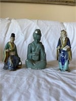 3 Figurines, Antique Oriental Man & Woman &