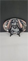 Small Ovular Double Handled Footed Mirror Tray