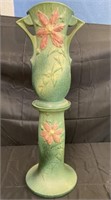 Vintage Roseville Clematis Vase & Pedestal