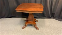 Antique Empire Style Paw Foot Pedestal Table