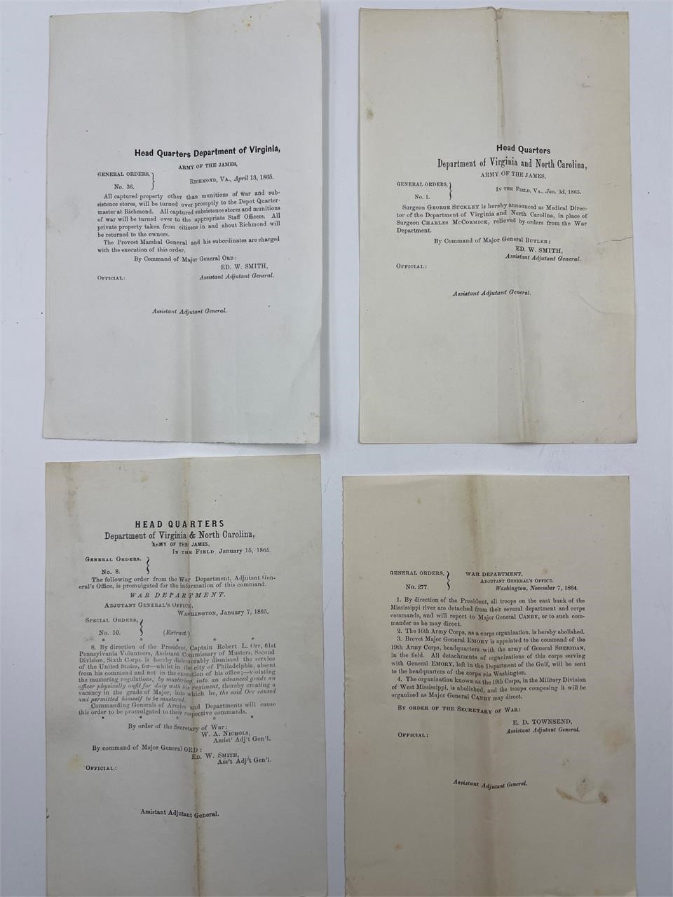 1864 & 1865 Civil War General Orders