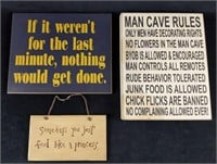 Three Wooden Novelty Humor Man Cave Signs