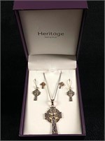 Heritage Sterling Silver Celtic Cross Jewelry Set