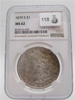 1879 S  MORGAN SILVER DOLLAR NGC MS62