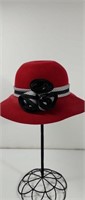 San Diego Hat Co.Red Felt Black and white Band