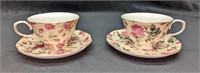 2 Gracie China Floral Cups & Saucers B
