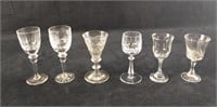 6 Assorted Crystal Glass Sippers Port Sherry Glass