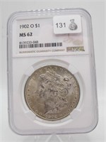 1902 O MORGAN SILVER DOLLAR NGC MS62