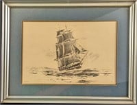 Vintage Framed Robert James Pailthorpe Ship Print