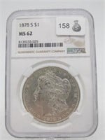 1878 S MORGAN SILVER DOLLAR NGC MS62