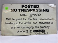 POSTED NO TRESPASSING METAL SIGN - 14" X 8"