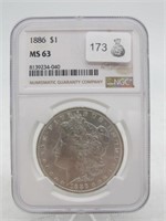 1886 MORGAN SILVER DOLLAR NGC MS63