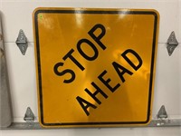 STOP AHEAD REFLECTIVE STREET SIGN - 36" X 36"