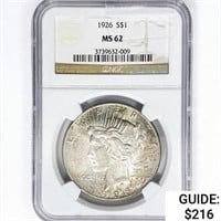 1926-S Silver Peace Dollar NGC MS62