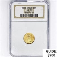 2000 US $5 1/10oz. Gold Eagle NGC MS70