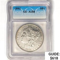 1892 Morgan Silver Dollar ICG AU58